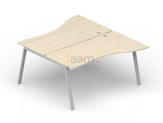 Мебель для персонала Составной стол на 2 рабочих места "Волна" (2 громмета) AR2TG169V