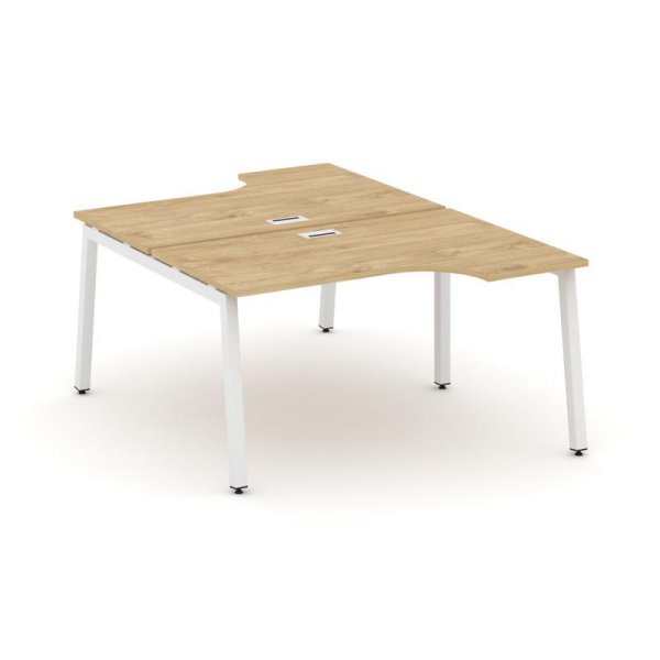 Рабочая станция эргономичная SN-5A.DRPA-012 (1580х1432/1992х750) (Тиквуд Светлый/Металл Белый)
