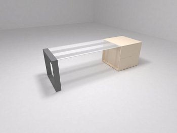 Стол приставной к тумбе, столешница стекло Brix BR.00.26 2000x750x800